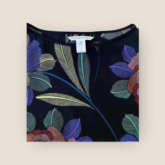 Trina Turk Kimono Floral Silk Blouse Small - Picture 5 of 10